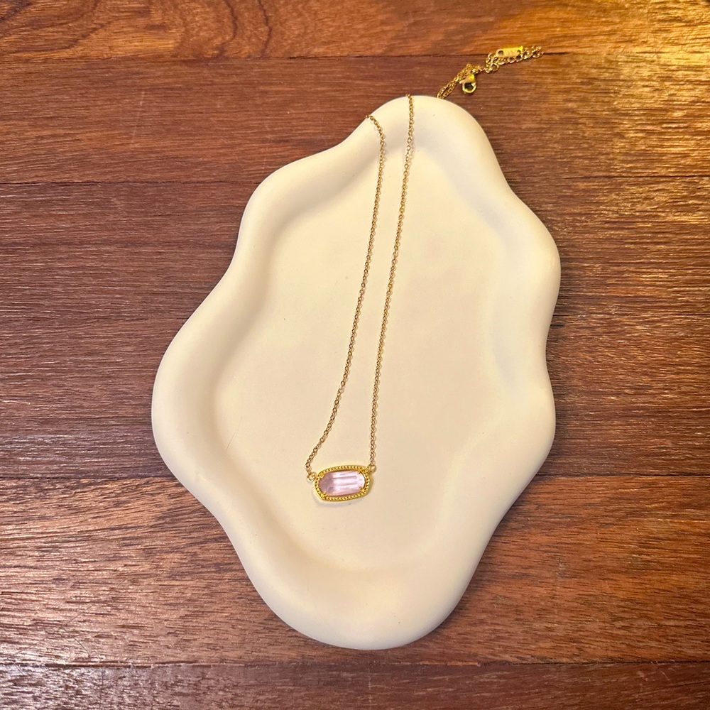 18K Gold Plated Amethyst Quartz Gemstone Pendant Necklace Adjustable Chain